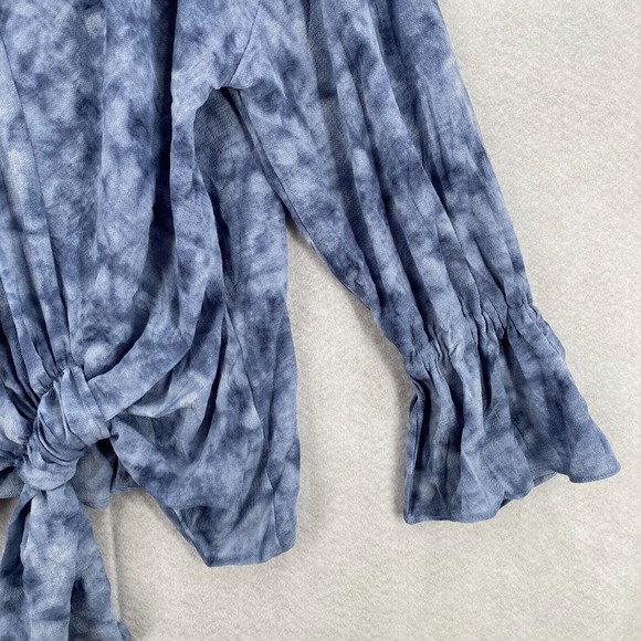 STUNNING Juicy Couture‎ Blouse Womens XXL Crepe Gauzy Front Knot Top Flowy 2XL - Picture 4 of 14